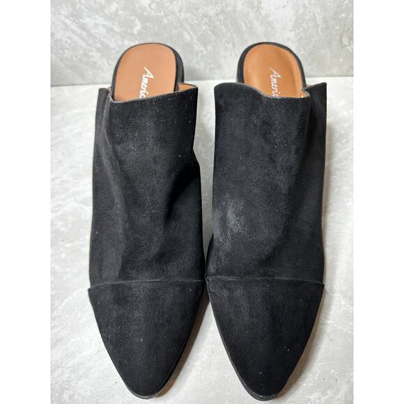 American Eagle Black Mule Point Toe Faux Suede Open Back Women's Size 10 - Picture 2 of 8